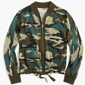 J Crew Knit Bomber Sweater In Camo